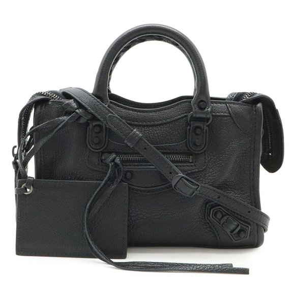 BALENCIAGA Classic Nano City Handbag/Shoulder Bag in Black Leather (505982) - Picture 1 of 10